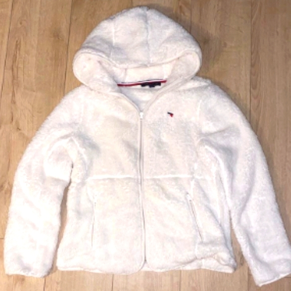 Tommy Hilfiger Jackets & Blazers - White Tommy Hilfiger Zip-up Hooded Teddy Jacket